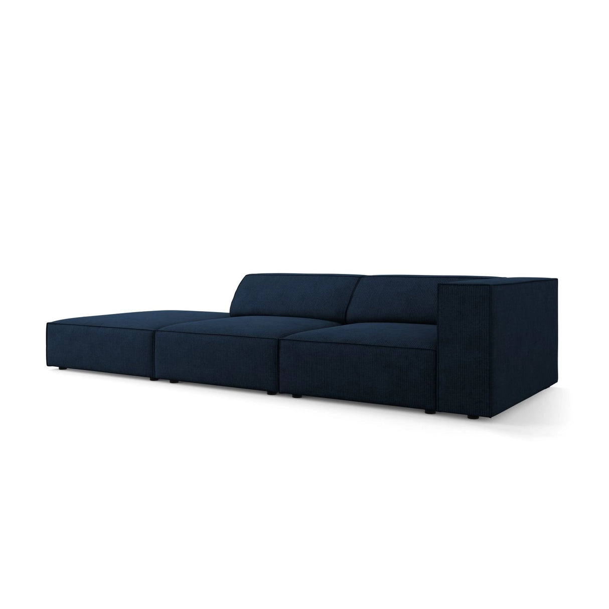 Arendal 4-Sitzer Sofa, Linksseitig, aus Chenille mit Cordoptik in Königsblau (Brave Me 7), Beine aus Schwarzes Plastik, 262x102x70 cm von Cosmopolitan Design – Bild 3