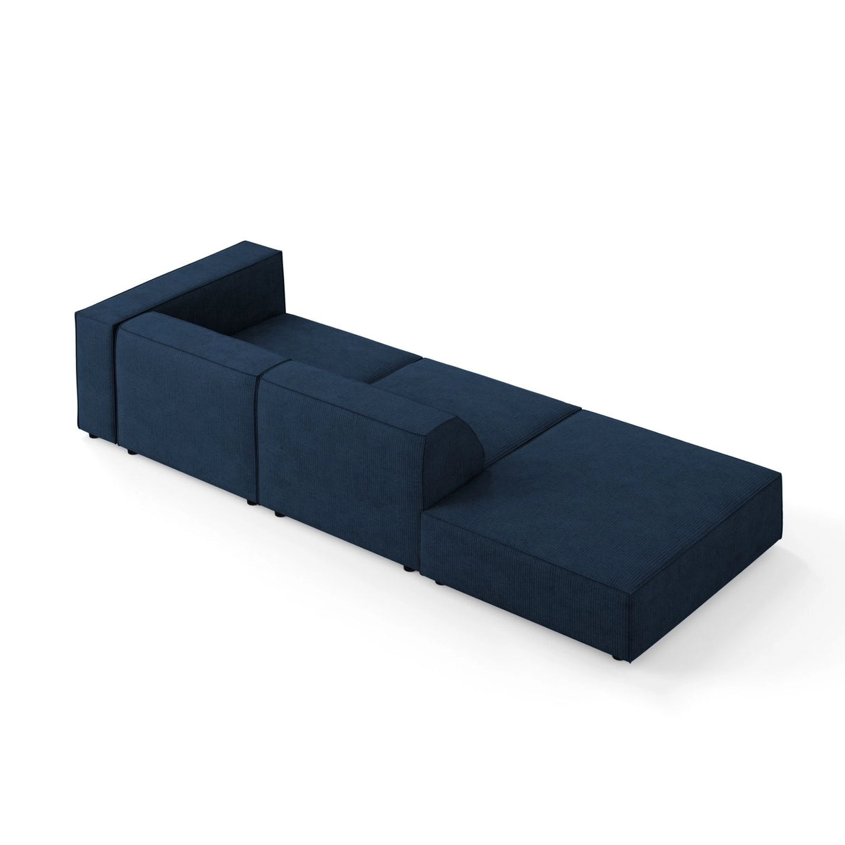 Arendal 4-Sitzer Sofa, Linksseitig, aus Chenille mit Cordoptik in Königsblau (Brave Me 7), Beine aus Schwarzes Plastik, 262x102x70 cm von Cosmopolitan Design – Bild 4