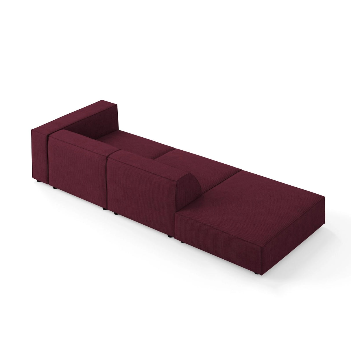 Arendal 4-Sitzer Sofa, Linksseitig, aus Chenille mit Cordoptik in Rubin (Brave Me 8), Beine aus Schwarzes Plastik, 262x102x70 cm von Cosmopolitan Design – Bild 4