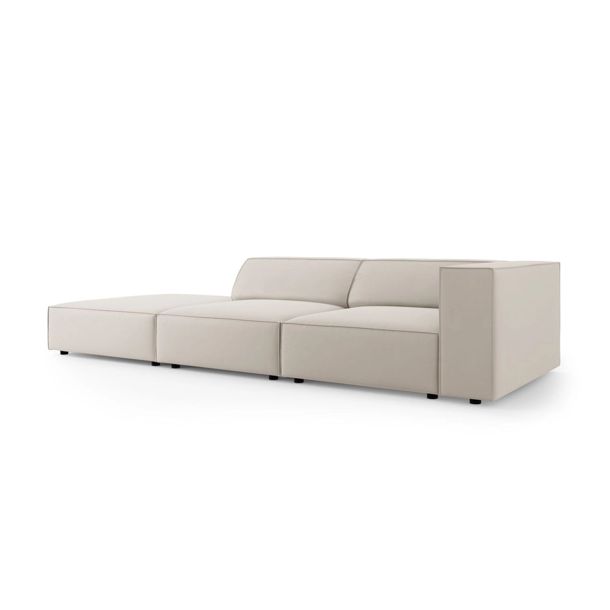 Arendal 4-Sitzer Sofa, Linksseitig, aus Samt in Ecru (Casino Sand), Beine aus Schwarzes Plastik, 262x102x70 cm von Cosmopolitan Design – Bild 3