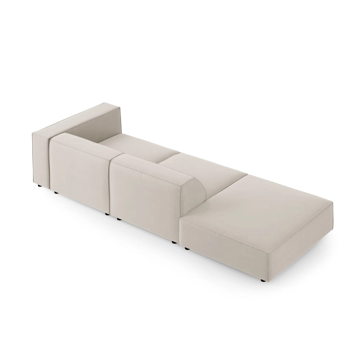 Arendal 4-Sitzer Sofa, Linksseitig, aus Samt in Ecru (Casino Sand), Beine aus Schwarzes Plastik, 262x102x70 cm von Cosmopolitan Design – Bild 4