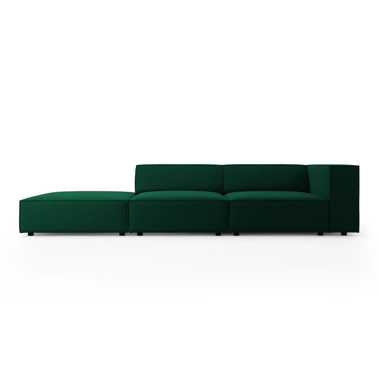 Arendal 4-Sitzer Sofa, Linksseitig, aus Samt in Flaschengrün (Casino Deep Green), Beine aus Schwarzes Plastik, 262x102x70 cm von Cosmopolitan Design – Bild 1
