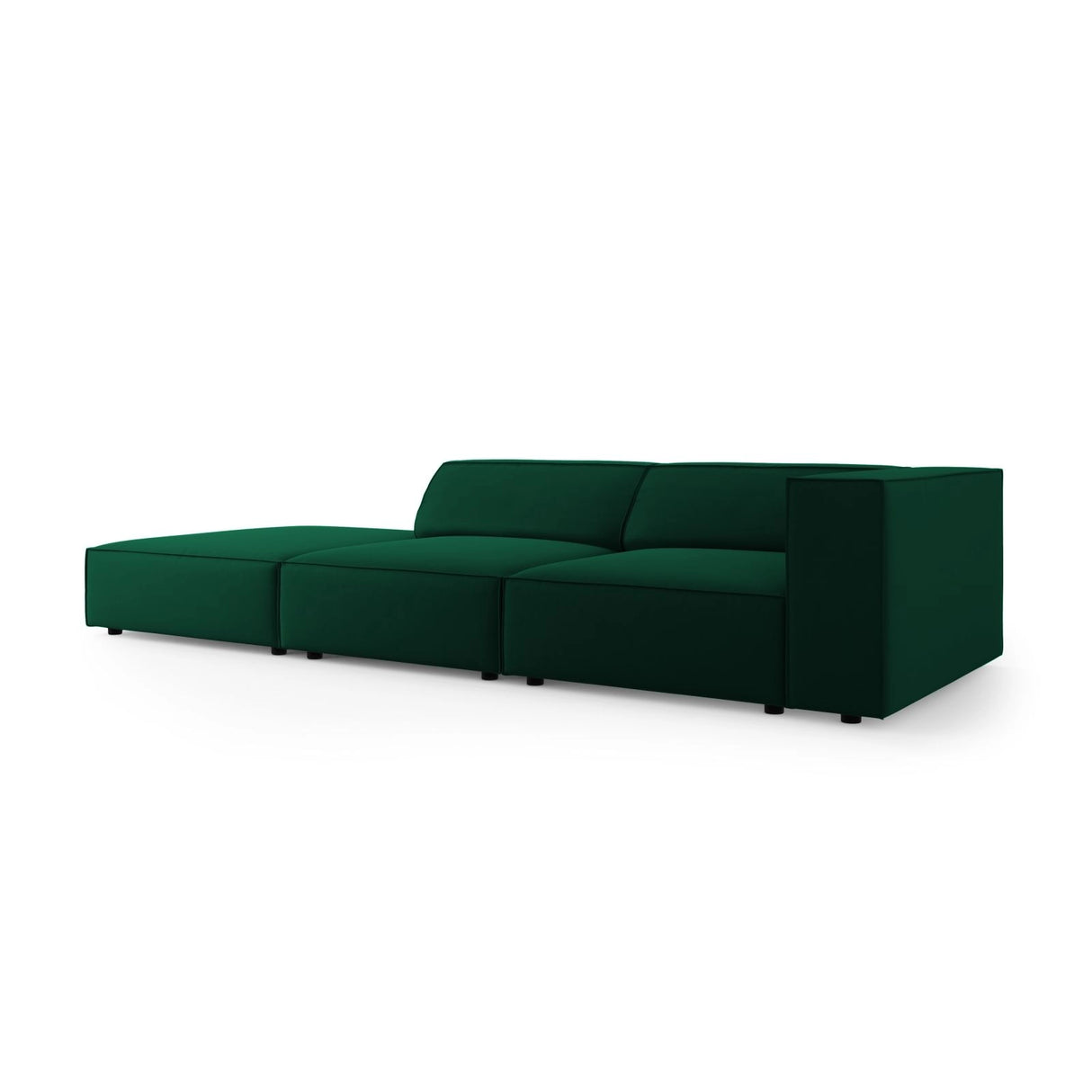 Arendal 4-Sitzer Sofa, Linksseitig, aus Samt in Flaschengrün (Casino Deep Green), Beine aus Schwarzes Plastik, 262x102x70 cm von Cosmopolitan Design – Bild 3