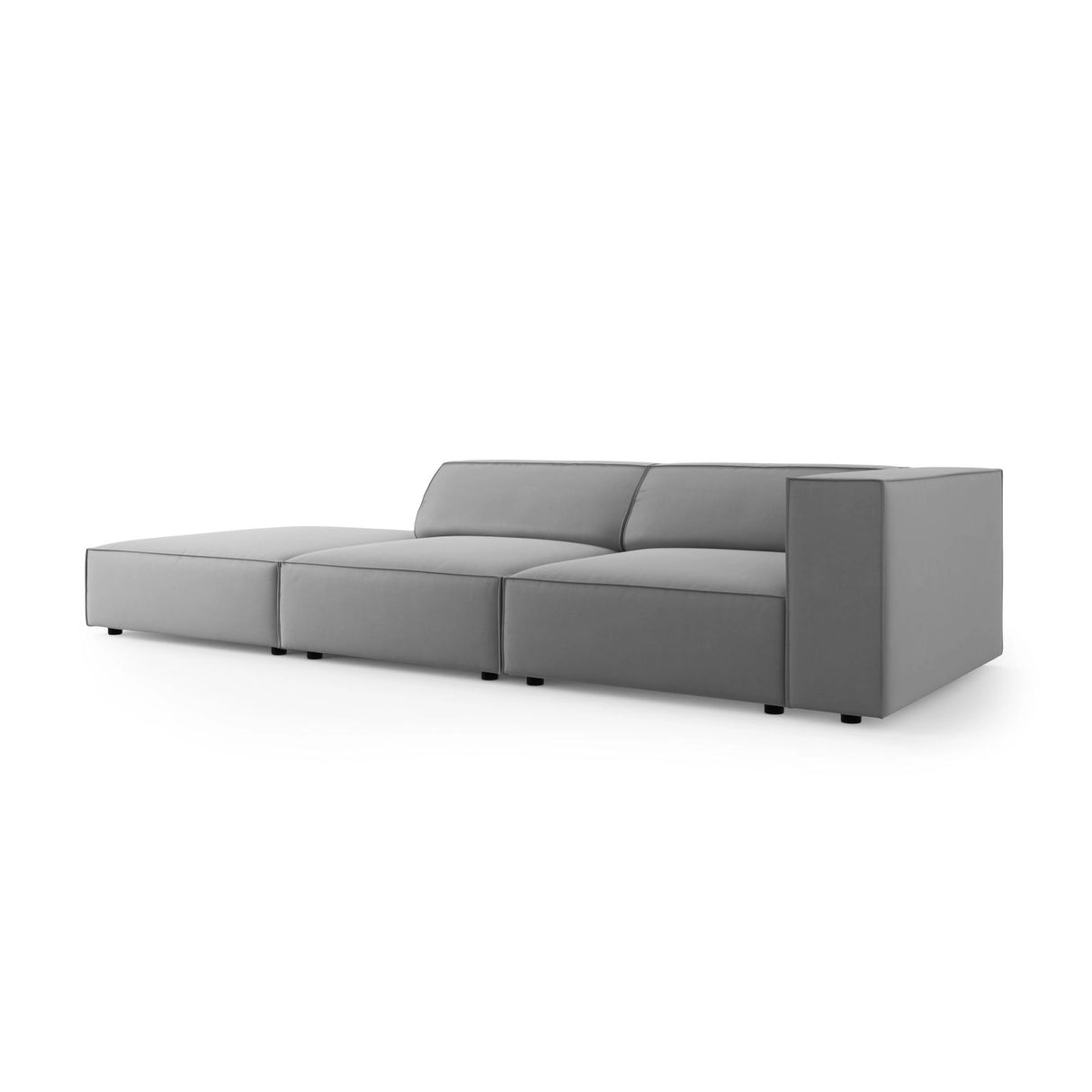 Arendal 4-Sitzer Sofa, Linksseitig, aus Samt in Hellgrau (Casino Ash), Beine aus Schwarzes Plastik, 262x102x70 cm von Cosmopolitan Design – Bild 3