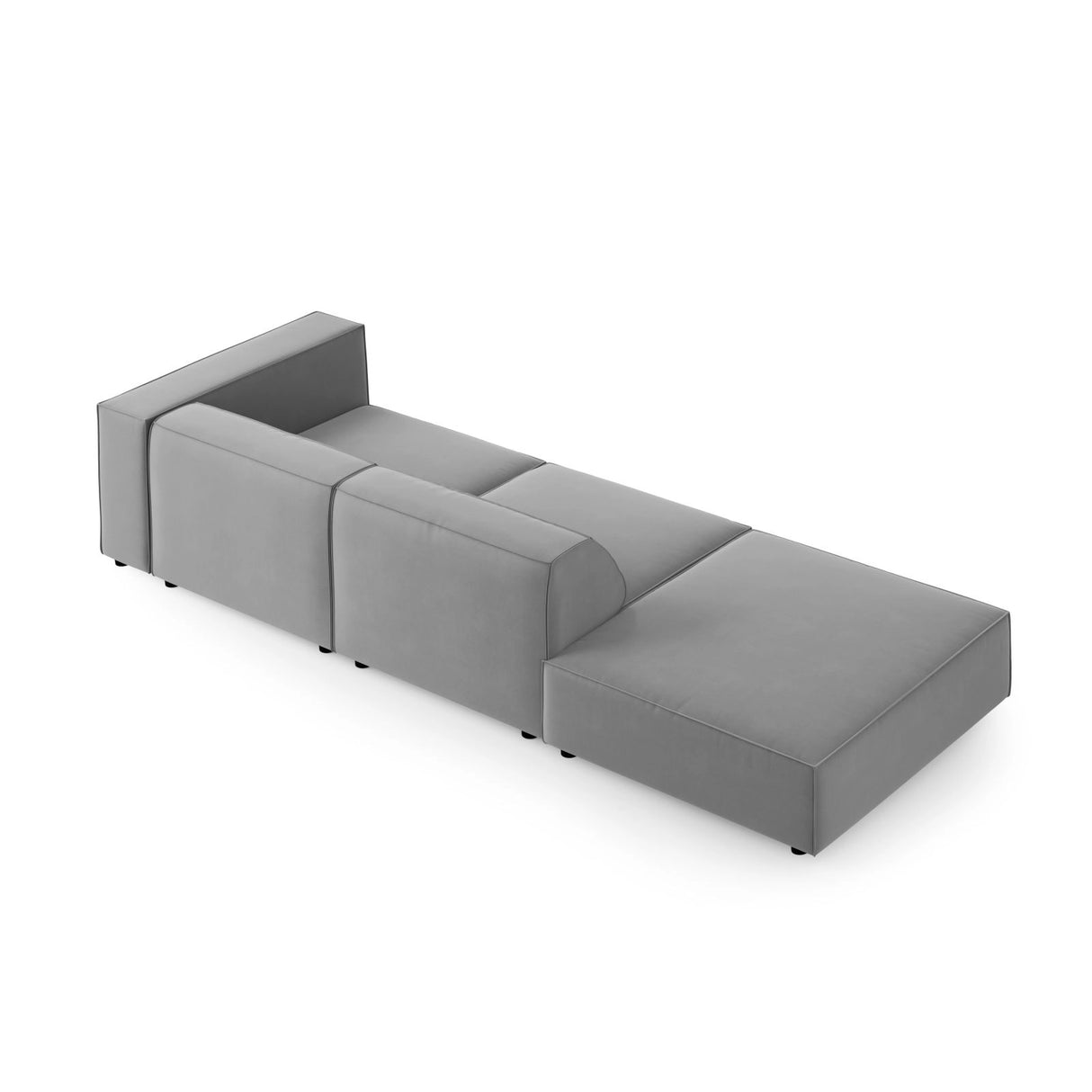 Arendal 4-Sitzer Sofa, Linksseitig, aus Samt in Hellgrau (Casino Ash), Beine aus Schwarzes Plastik, 262x102x70 cm von Cosmopolitan Design – Bild 4