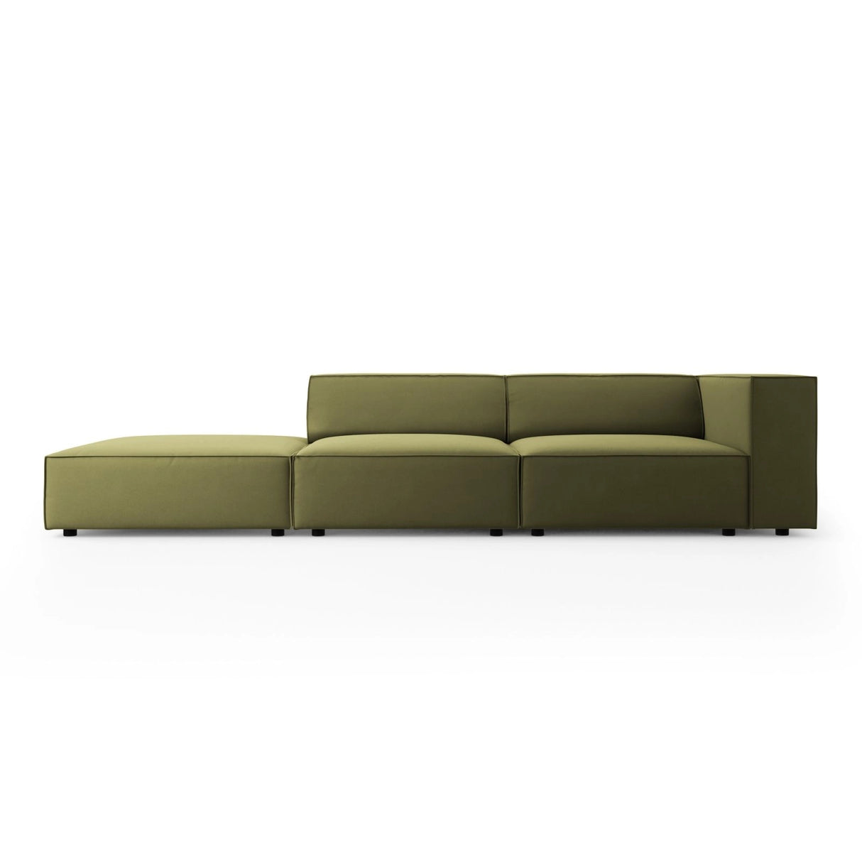 Arendal 4-Sitzer Sofa, Linksseitig, aus Samt in Hellgrün (Casino Forest), Beine aus Schwarzes Plastik, 262x102x70 cm von Cosmopolitan Design – Bild 1