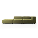 Arendal 4-Sitzer Sofa, Linksseitig, aus Samt in Hellgrün (Casino Forest), Beine aus Schwarzes Plastik, 262x102x70 cm von Cosmopolitan Design – Bild 1