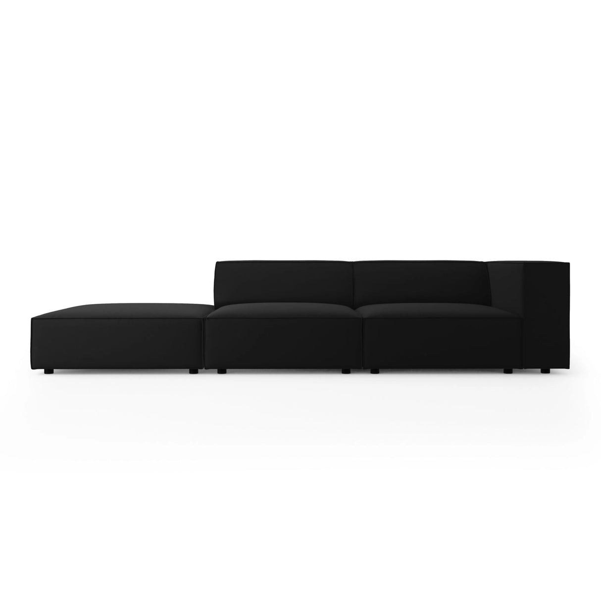 Arendal 4-Sitzer Sofa, Linksseitig, aus Samt in Schwarz (Casino Black), Beine aus Schwarzes Plastik, 262x102x70 cm von Cosmopolitan Design – Bild 1