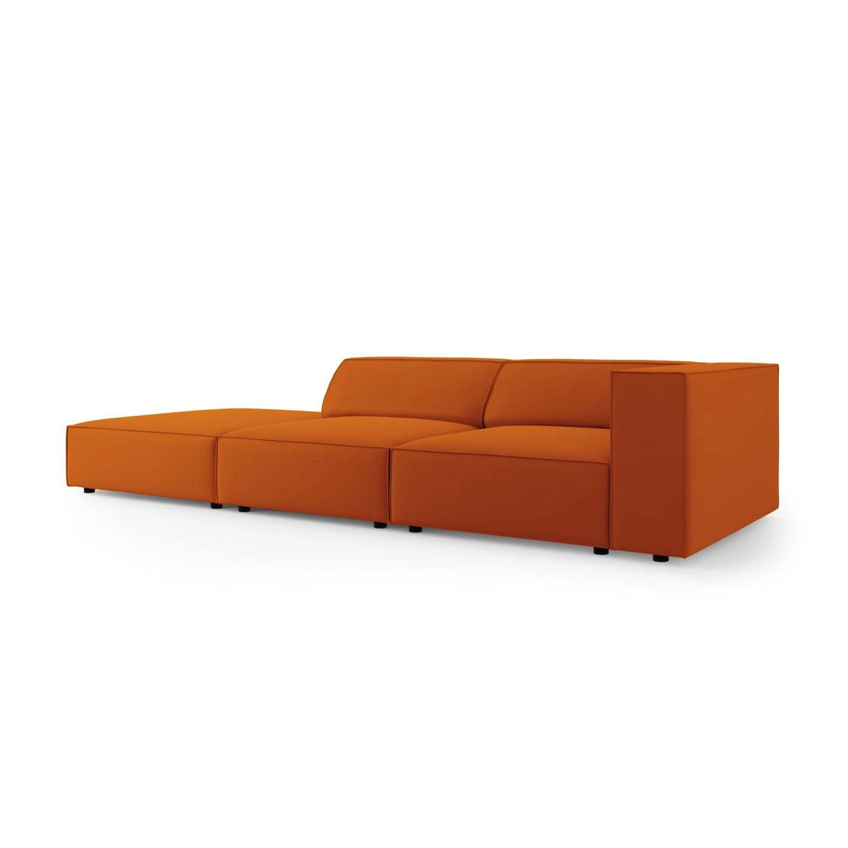 Arendal 4-Sitzer Sofa, Linksseitig, aus Samt in Terrakotta (Casino Terracota), Beine aus Schwarzes Plastik, 262x102x70 cm von Cosmopolitan Design – Bild 3