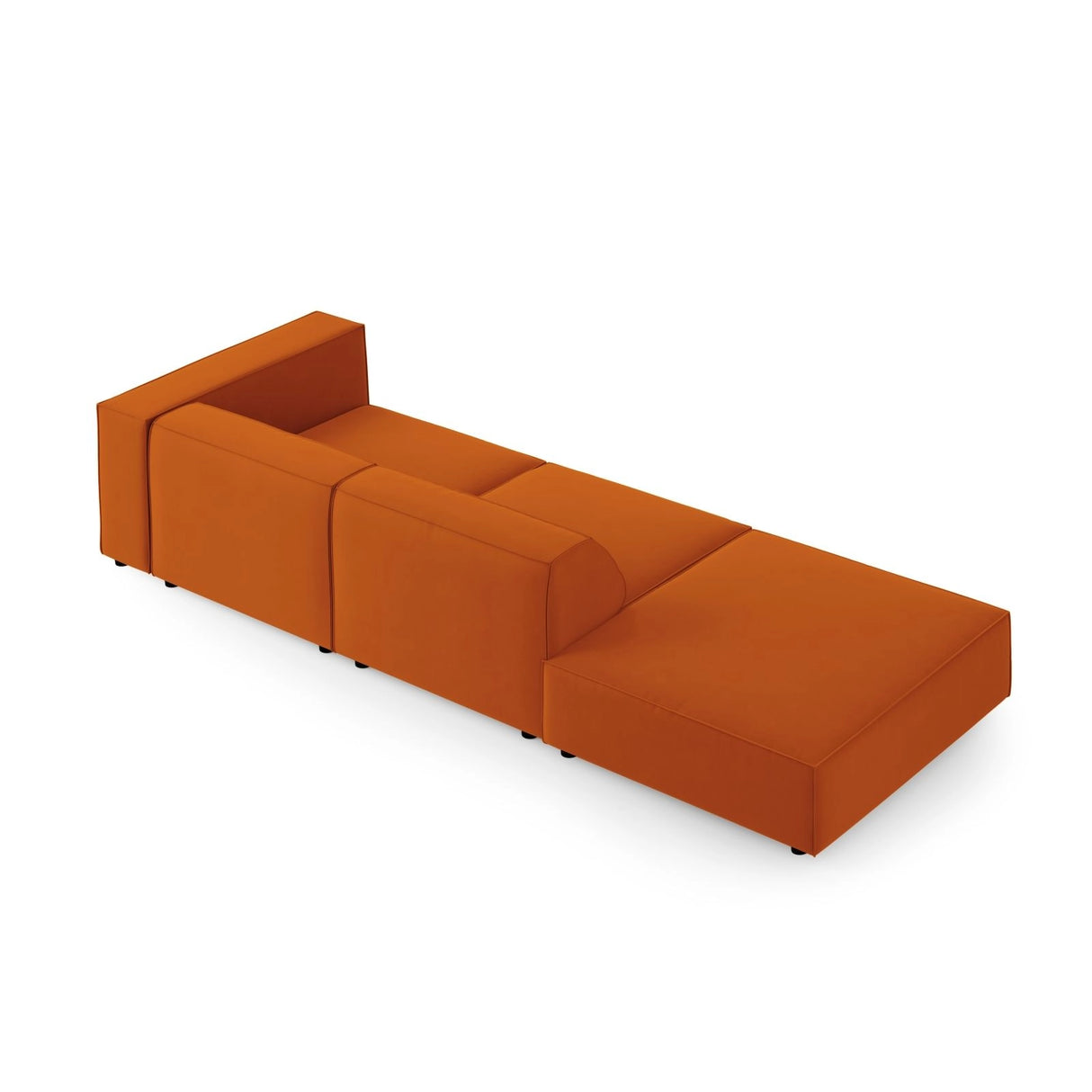 Arendal 4-Sitzer Sofa, Linksseitig, aus Samt in Terrakotta (Casino Terracota), Beine aus Schwarzes Plastik, 262x102x70 cm von Cosmopolitan Design – Bild 4