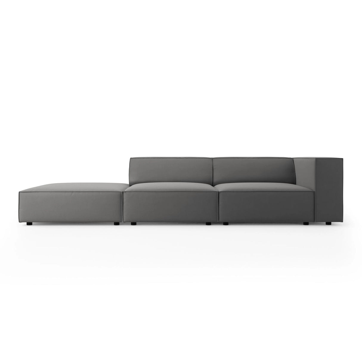Arendal 4-Sitzer Sofa, Linksseitig, aus Samt in Warmes Grau (Casino Anthracite), Beine aus Schwarzes Plastik, 262x102x70 cm von Cosmopolitan Design – Bild 1