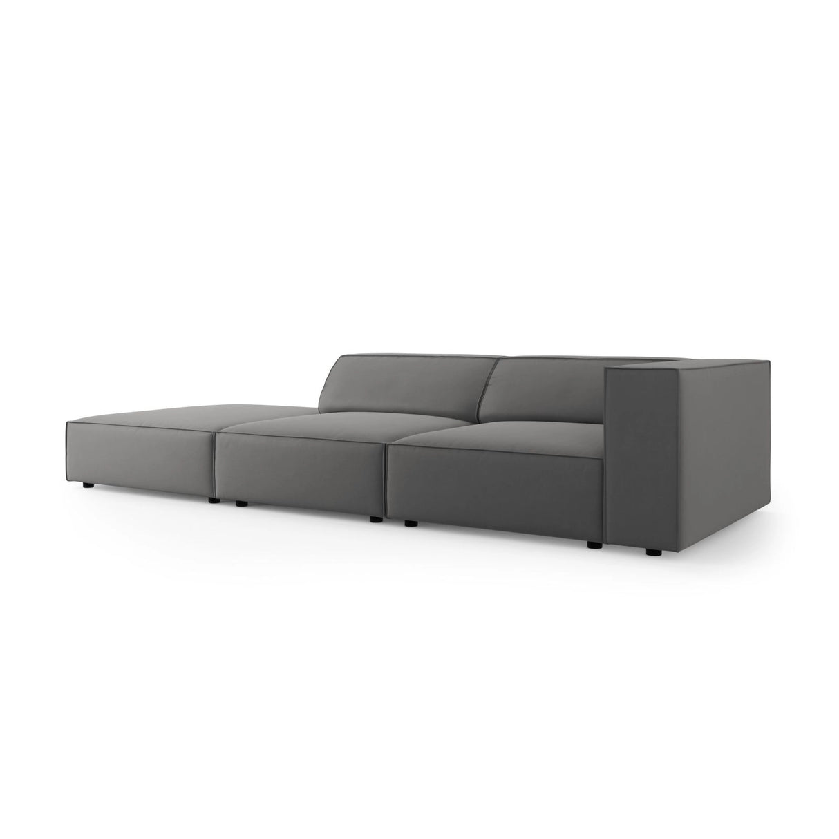 Arendal 4-Sitzer Sofa, Linksseitig, aus Samt in Warmes Grau (Casino Anthracite), Beine aus Schwarzes Plastik, 262x102x70 cm von Cosmopolitan Design – Bild 3