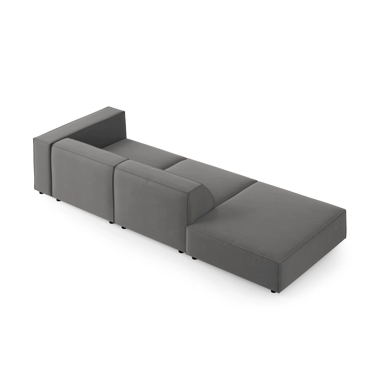 Arendal 4-Sitzer Sofa, Linksseitig, aus Samt in Warmes Grau (Casino Anthracite), Beine aus Schwarzes Plastik, 262x102x70 cm von Cosmopolitan Design – Bild 4