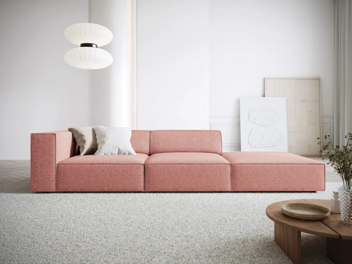 Arendal 4-Sitzer Sofa, Rechtsseitig, aus Chenille in Rosa (Haga 52), Beine aus Schwarzes Plastik, 262x102x70 cm von Cosmopolitan Design – Bild 2