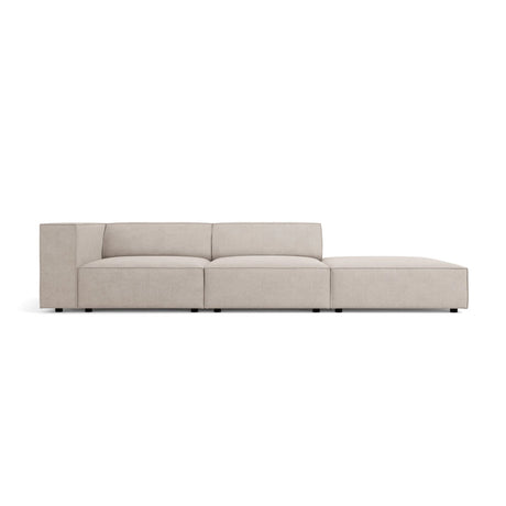 Arendal 4-Sitzer Sofa, Rechtsseitig, aus Chenille mit Cordoptik in Dunkelbeige (Brave Me 18), Beine aus Schwarzes Plastik, 262x102x70 cm von Cosmopolitan Design – Bild 1
