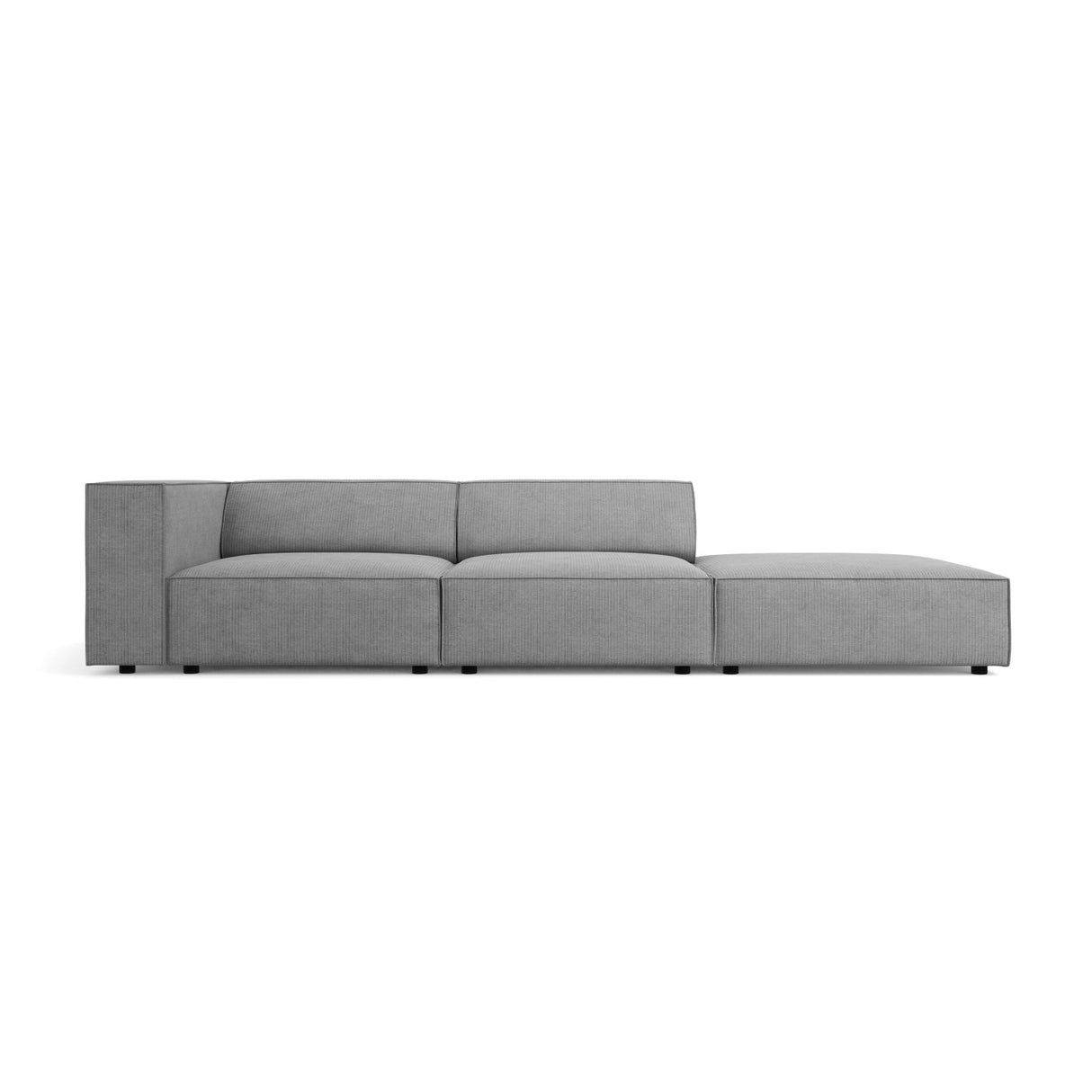 Arendal 4-Sitzer Sofa, Rechtsseitig, aus Chenille mit Cordoptik in Dunkelgrau (Brave Me 3), Beine aus Schwarzes Plastik, 262x102x70 cm von Cosmopolitan Design – Bild 1