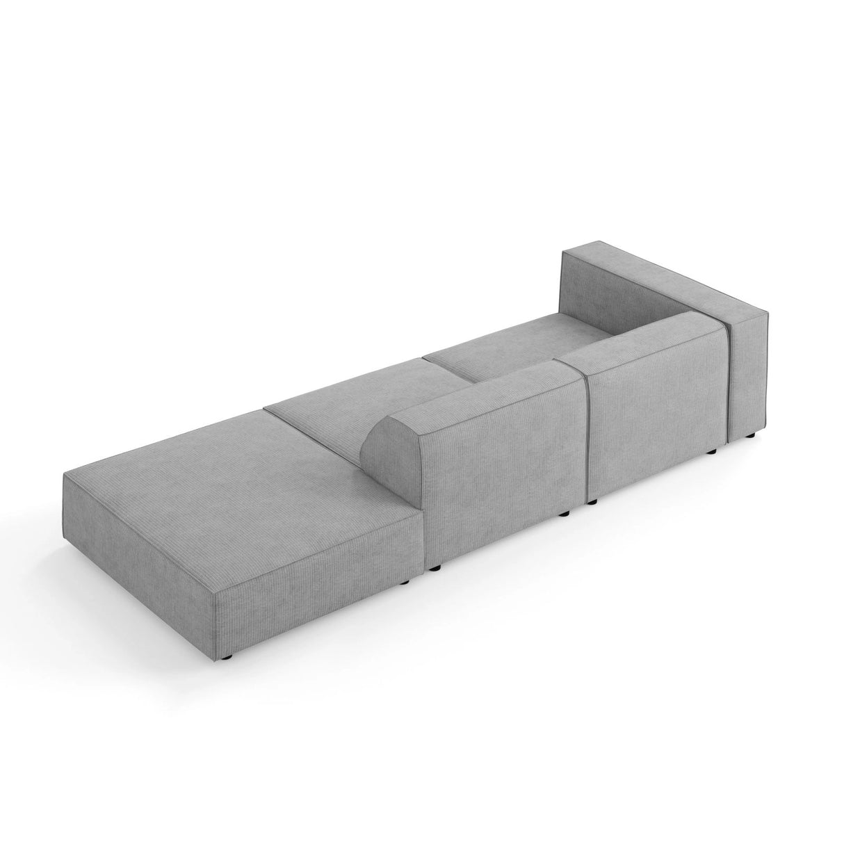 Arendal 4-Sitzer Sofa, Rechtsseitig, aus Chenille mit Cordoptik in Dunkelgrau (Brave Me 3), Beine aus Schwarzes Plastik, 262x102x70 cm von Cosmopolitan Design – Bild 4