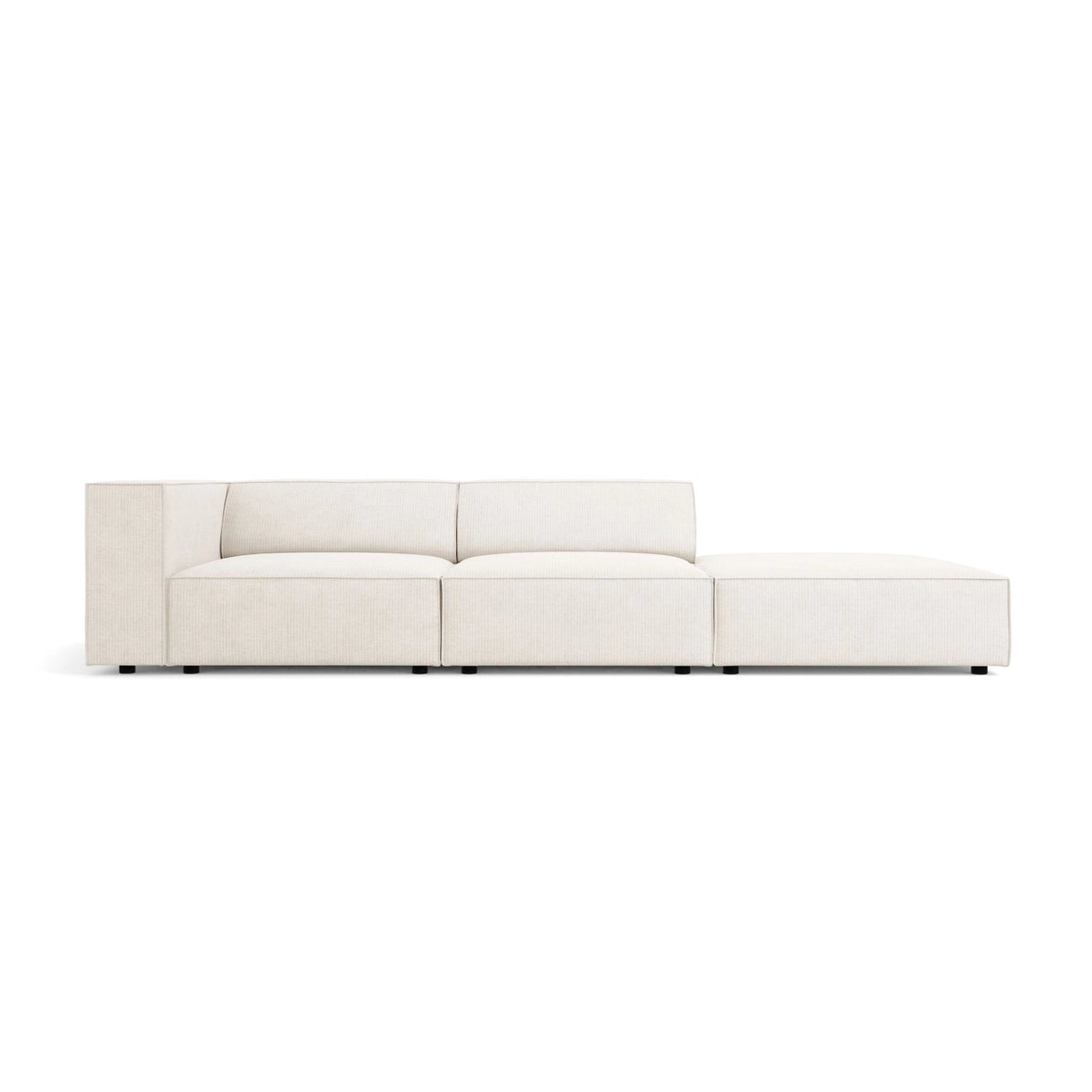 Arendal 4-Sitzer Sofa, Rechtsseitig, aus Chenille mit Cordoptik in Elfenbein (Brave Me 1), Beine aus Schwarzes Plastik, 262x102x70 cm von Cosmopolitan Design – Bild 1
