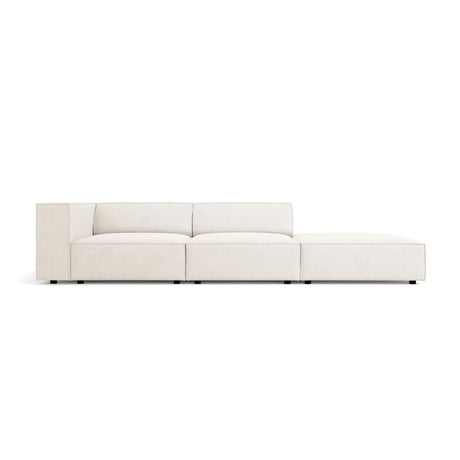 Arendal 4-Sitzer Sofa, Rechtsseitig, aus Chenille mit Cordoptik in Elfenbein (Brave Me 1), Beine aus Schwarzes Plastik, 262x102x70 cm von Cosmopolitan Design – Bild 1