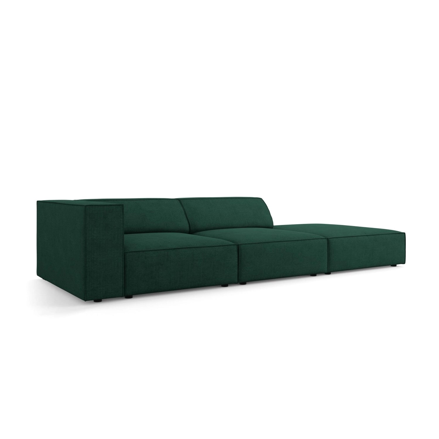 Arendal 4-Sitzer Sofa, Rechtsseitig, aus Chenille mit Cordoptik in Flaschengrün (Brave Me 10), Beine aus Schwarzes Plastik, 262x102x70 cm von Cosmopolitan Design – Bild 3