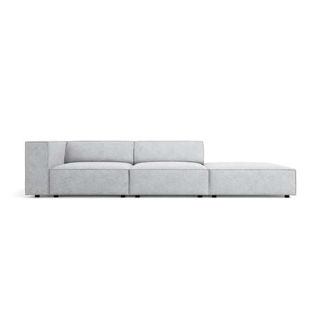 Arendal 4-Sitzer Sofa, Rechtsseitig, aus Chenille mit Cordoptik in Hellgrau (Brave Me 2), Beine aus Schwarzes Plastik, 262x102x70 cm von Cosmopolitan Design – Bild 1
