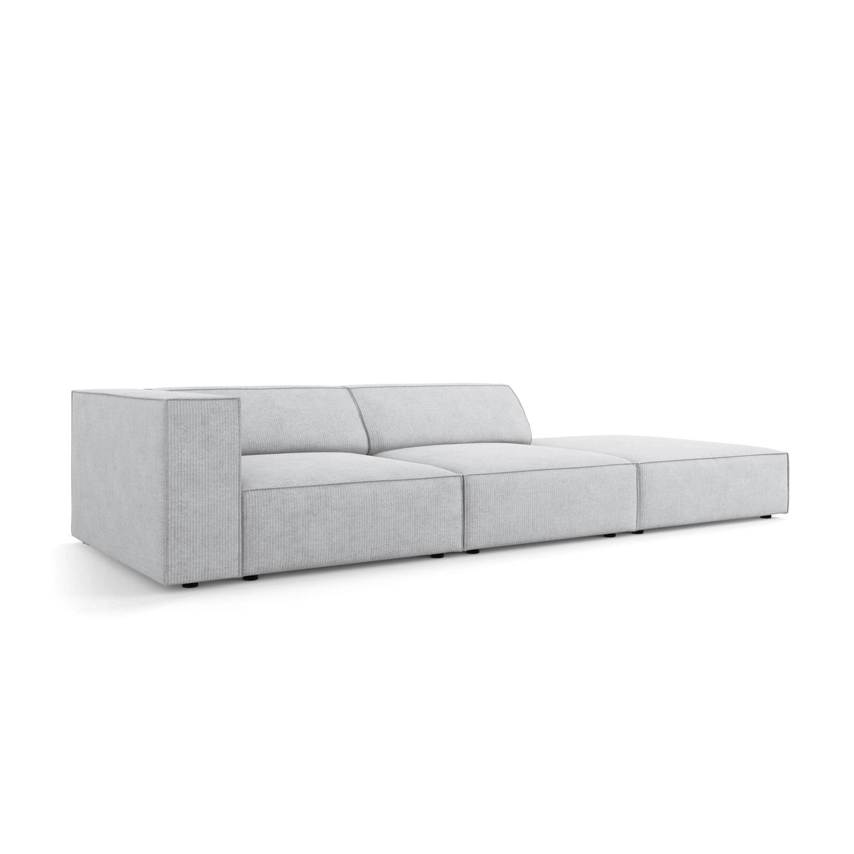 Arendal 4-Sitzer Sofa, Rechtsseitig, aus Chenille mit Cordoptik in Hellgrau (Brave Me 2), Beine aus Schwarzes Plastik, 262x102x70 cm von Cosmopolitan Design – Bild 3