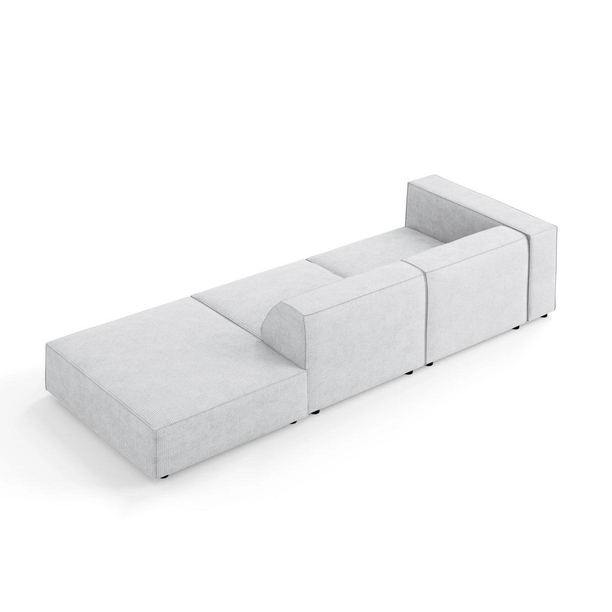 Arendal 4-Sitzer Sofa, Rechtsseitig, aus Chenille mit Cordoptik in Hellgrau (Brave Me 2), Beine aus Schwarzes Plastik, 262x102x70 cm von Cosmopolitan Design – Bild 4