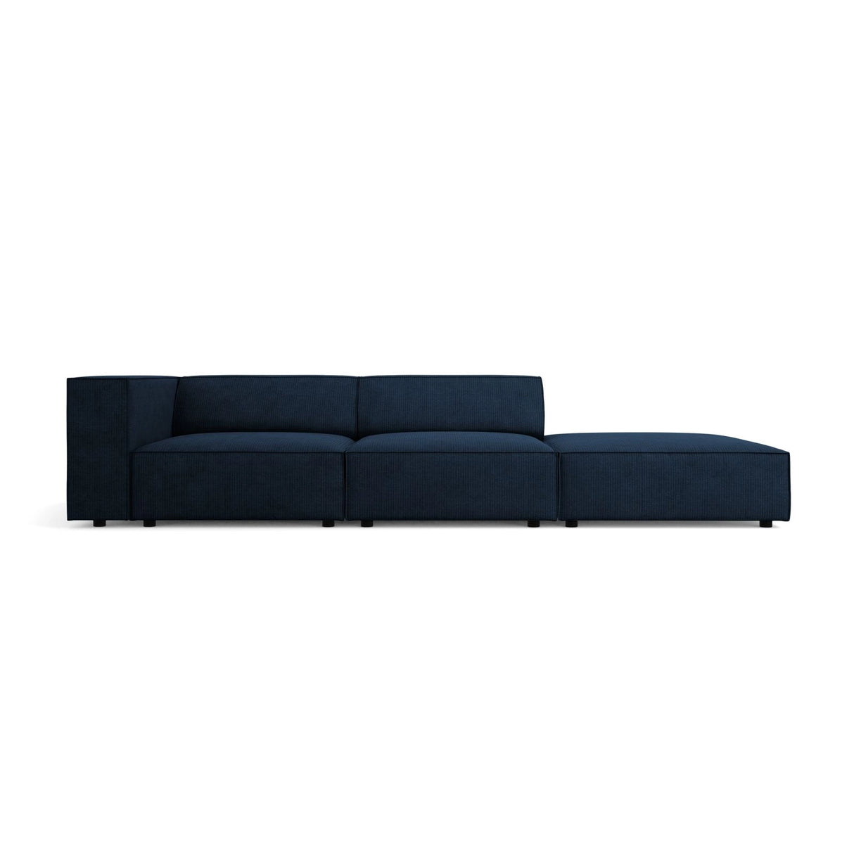 Arendal 4-Sitzer Sofa, Rechtsseitig, aus Chenille mit Cordoptik in Königsblau (Brave Me 7), Beine aus Schwarzes Plastik, 262x102x70 cm von Cosmopolitan Design – Bild 1