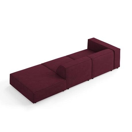 Arendal 4-Sitzer Sofa, Rechtsseitig, aus Chenille mit Cordoptik in Rubin (Brave Me 8), Beine aus Schwarzes Plastik, 262x102x70 cm von Cosmopolitan Design – Bild 4