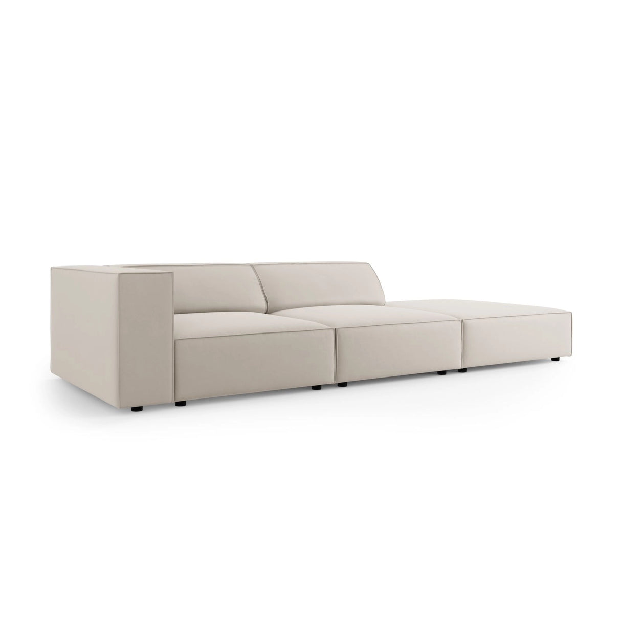 Arendal 4-Sitzer Sofa, Rechtsseitig, aus Samt in Ecru (Casino Sand), Beine aus Schwarzes Plastik, 262x102x70 cm von Cosmopolitan Design – Bild 3