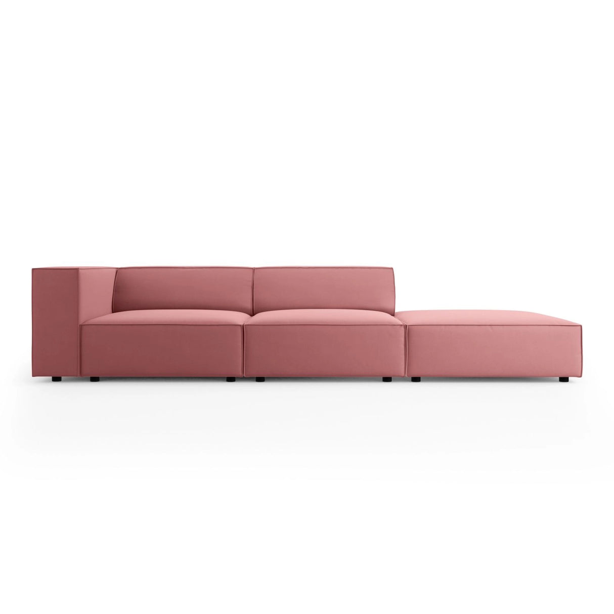 Arendal 4-Sitzer Sofa, Rechtsseitig, aus Samt in Flamingo (Casino Salmon), Beine aus Schwarzes Plastik, 262x102x70 cm von Cosmopolitan Design – Bild 1