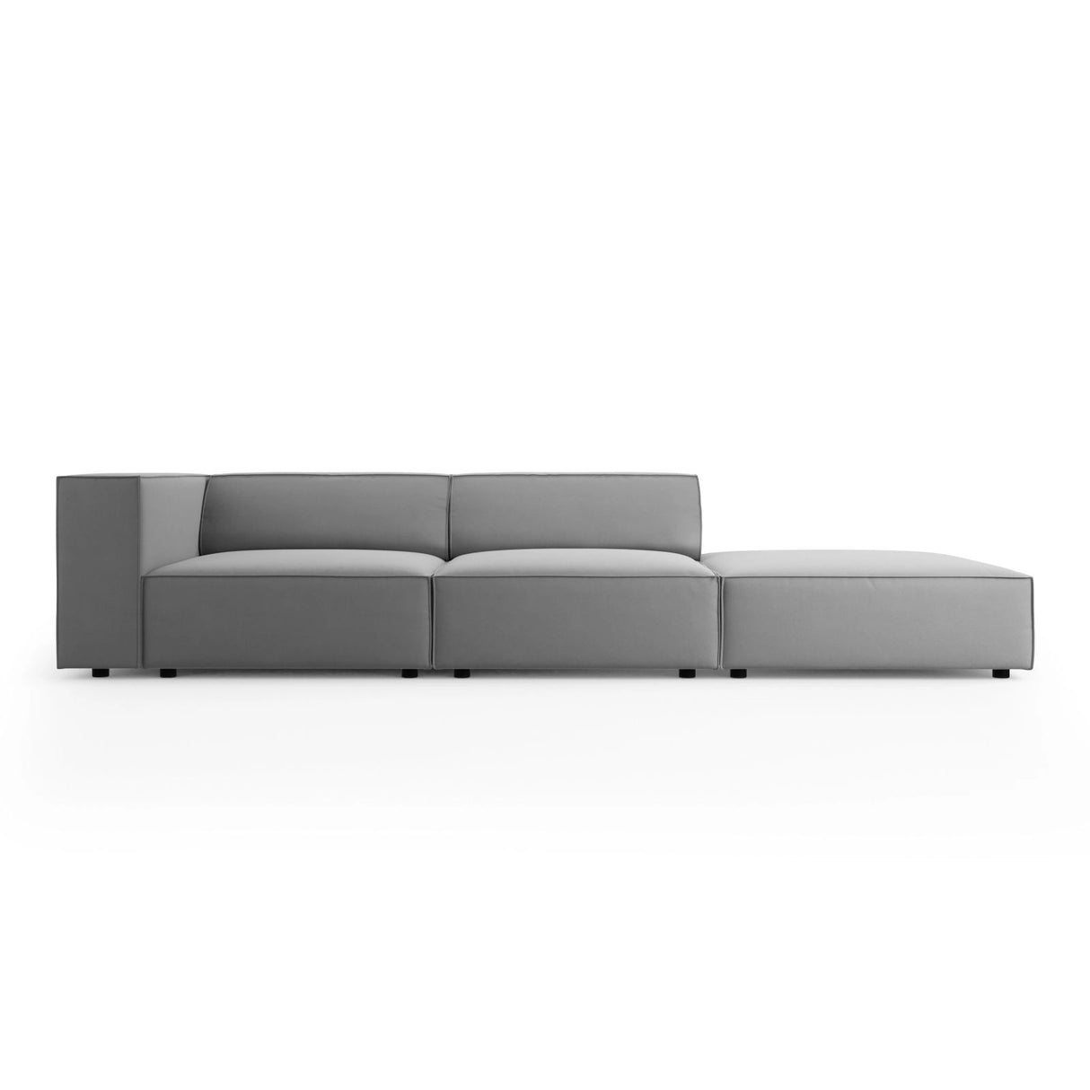 Arendal 4-Sitzer Sofa, Rechtsseitig, aus Samt in Hellgrau (Casino Ash), Beine aus Schwarzes Plastik, 262x102x70 cm von Cosmopolitan Design – Bild 1