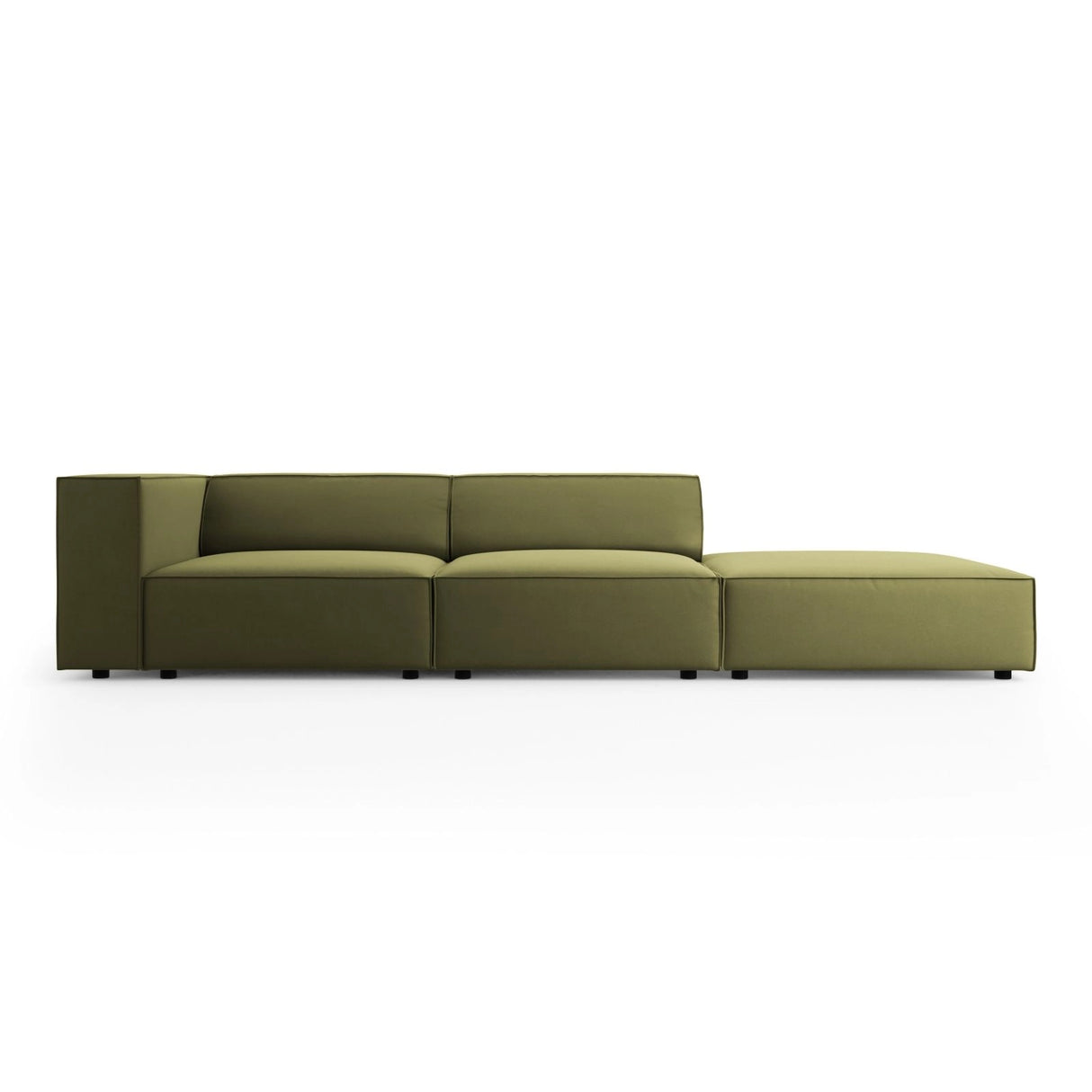 Arendal 4-Sitzer Sofa, Rechtsseitig, aus Samt in Hellgrün (Casino Forest), Beine aus Schwarzes Plastik, 262x102x70 cm von Cosmopolitan Design – Bild 1