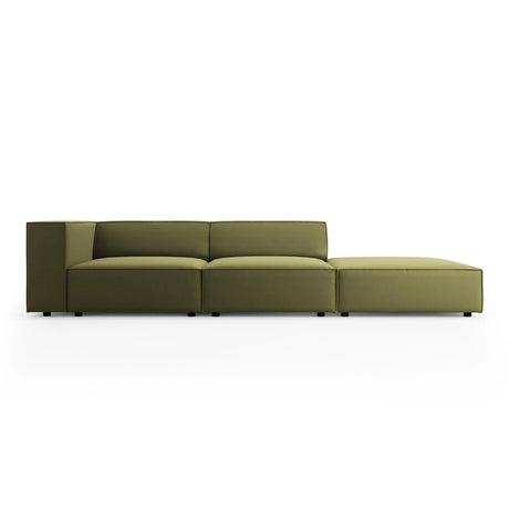 Arendal 4-Sitzer Sofa, Rechtsseitig, aus Samt in Hellgrün (Casino Forest), Beine aus Schwarzes Plastik, 262x102x70 cm von Cosmopolitan Design – Bild 1