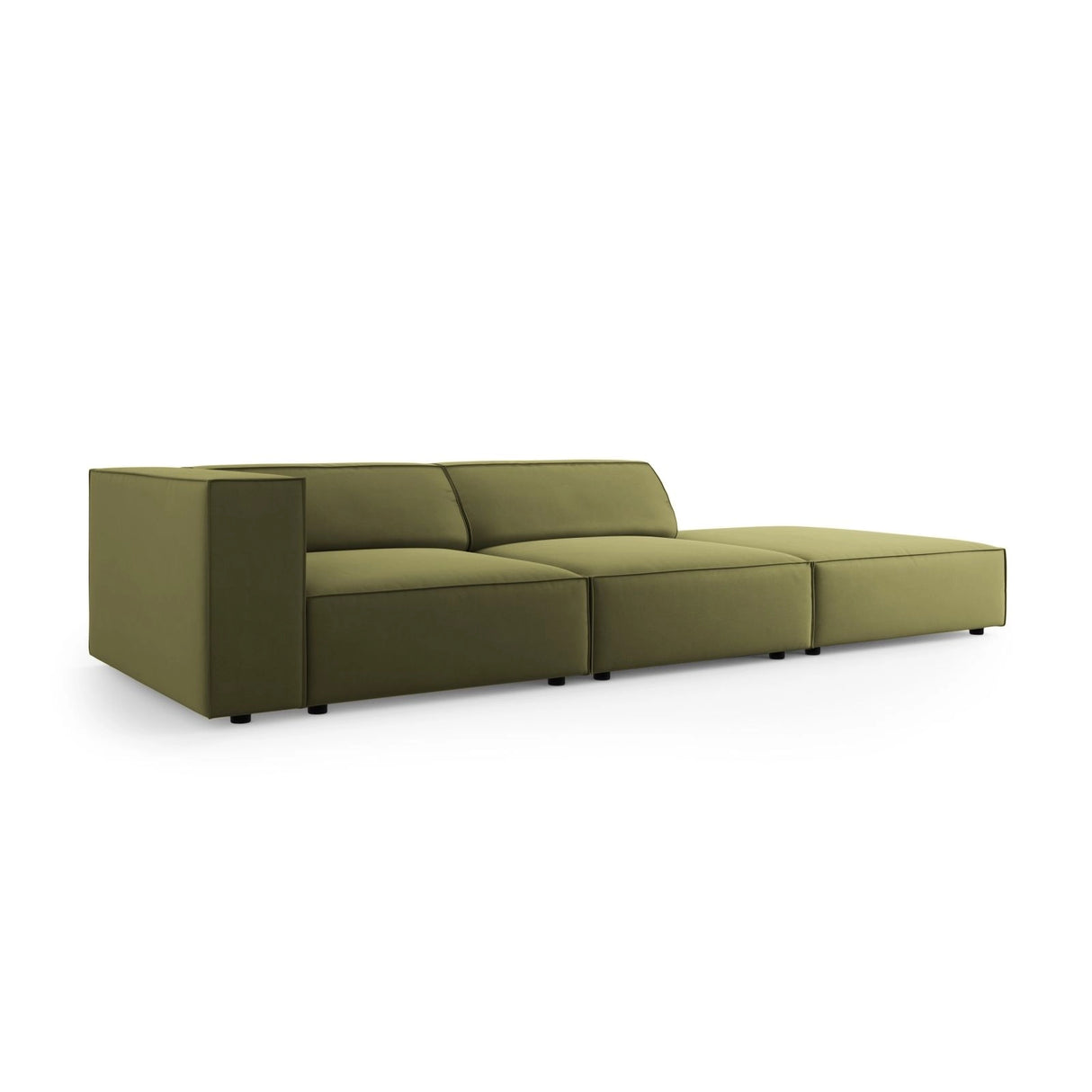 Arendal 4-Sitzer Sofa, Rechtsseitig, aus Samt in Hellgrün (Casino Forest), Beine aus Schwarzes Plastik, 262x102x70 cm von Cosmopolitan Design – Bild 3