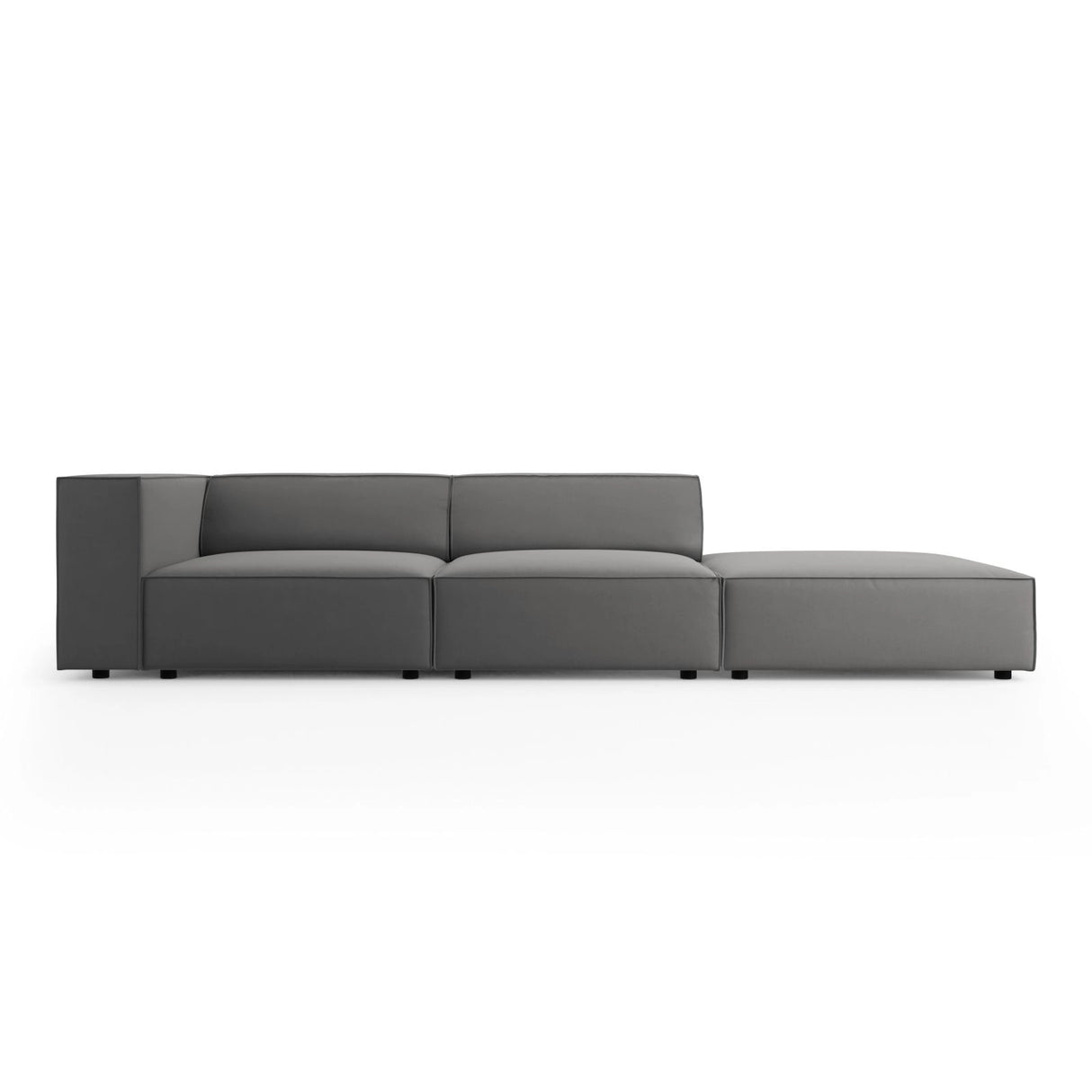 Arendal 4-Sitzer Sofa, Rechtsseitig, aus Samt in Warmes Grau (Casino Anthracite), Beine aus Schwarzes Plastik, 262x102x70 cm von Cosmopolitan Design – Bild 1