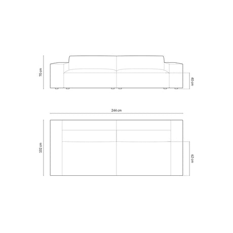 Arendal 4-Sitzer Sofa aus Chenille in Petrol (Haga 78), 244x102x70 cm von Cosmopolitan Design – Bild 3