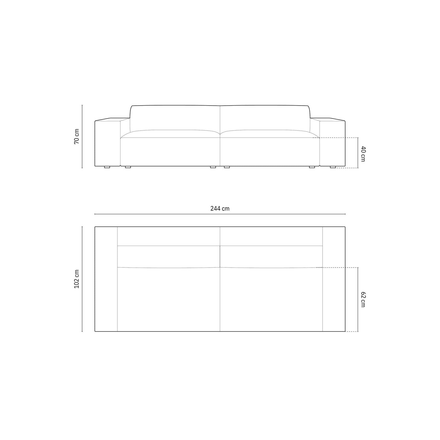 Arendal 4-Sitzer Sofa aus Chenille mit Cordoptik in Flaschengrün (Brave Me 10), 244x102x70 cm von Cosmopolitan Design – Bild 2