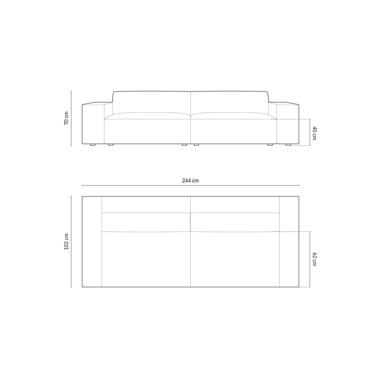 Arendal 4-Sitzer Sofa aus Samt oder Chenille, 244x102x70 cm von Cosmopolitan Design – Bild 3