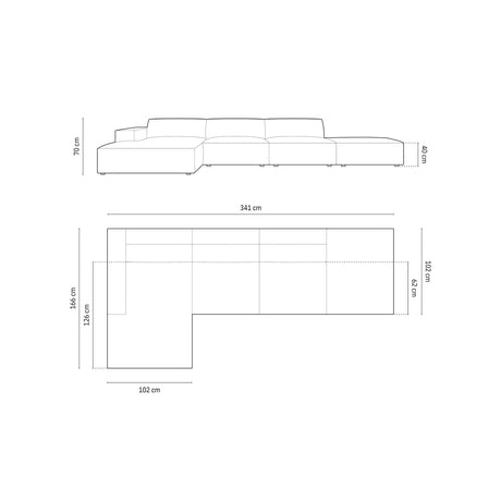 Arendal 5-Sitzer Ecksofa, Linke Seite, aus Chenille in Terrakotta (Haga 44), 341x166x70 cm von Cosmopolitan Design – Bild 3