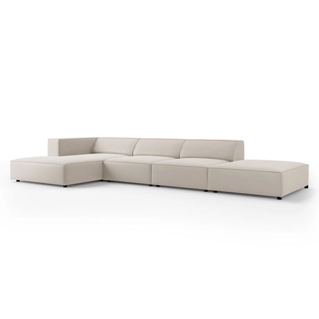 Arendal 5-Sitzer Ecksofa, Linke Seite, aus Samt in Ecru (Casino Sand), 341x166x70 cm von Cosmopolitan Design – Bild 3