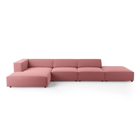 Arendal 5-Sitzer Ecksofa, Linke Seite, aus Samt in Flamingo (Casino Salmon), 341x166x70 cm von Cosmopolitan Design – Bild 1