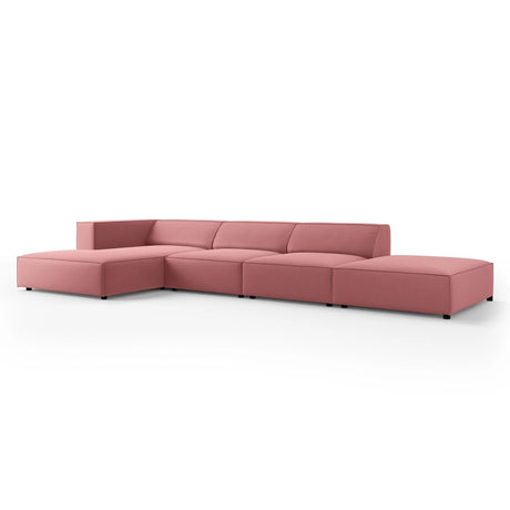 Arendal 5-Sitzer Ecksofa, Linke Seite, aus Samt in Flamingo (Casino Salmon), 341x166x70 cm von Cosmopolitan Design – Bild 3