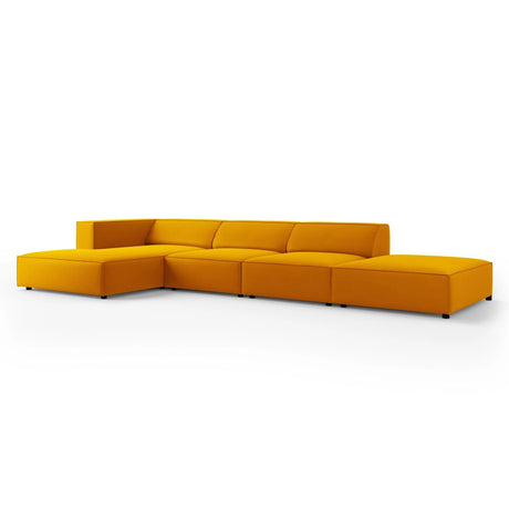 Arendal 5-Sitzer Ecksofa, Linke Seite, aus Samt in Gelb (Casino Mostaza), 341x166x70 cm von Cosmopolitan Design – Bild 3
