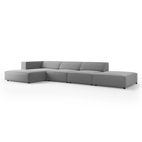 Arendal 5-Sitzer Ecksofa, Linke Seite, aus Samt in Hellgrau (Casino Ash), 341x166x70 cm von Cosmopolitan Design – Bild 3