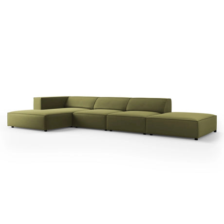 Arendal 5-Sitzer Ecksofa, Linke Seite, aus Samt in Hellgrün (Casino Forest), 341x166x70 cm von Cosmopolitan Design – Bild 3