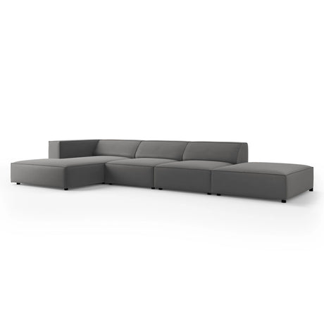 Arendal 5-Sitzer Ecksofa, Linke Seite, aus Samt in Warmes Grau (Casino Anthracite), 341x166x70 cm von Cosmopolitan Design – Bild 3