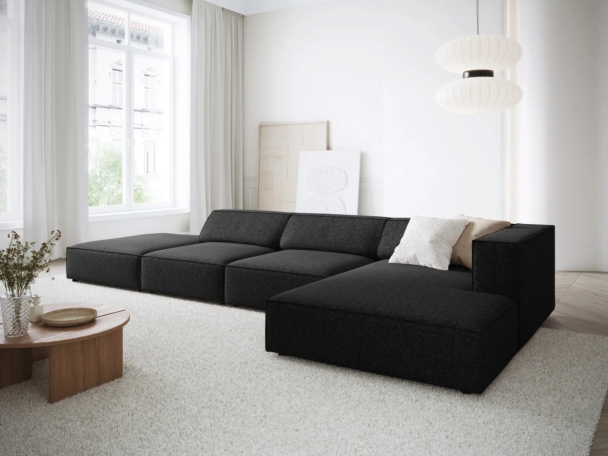Arendal 5-Sitzer Ecksofa, Rechte Seite, aus Chenille in Schwarz (Haga 19), 341x166x70 cm von Cosmopolitan Design – Bild 2