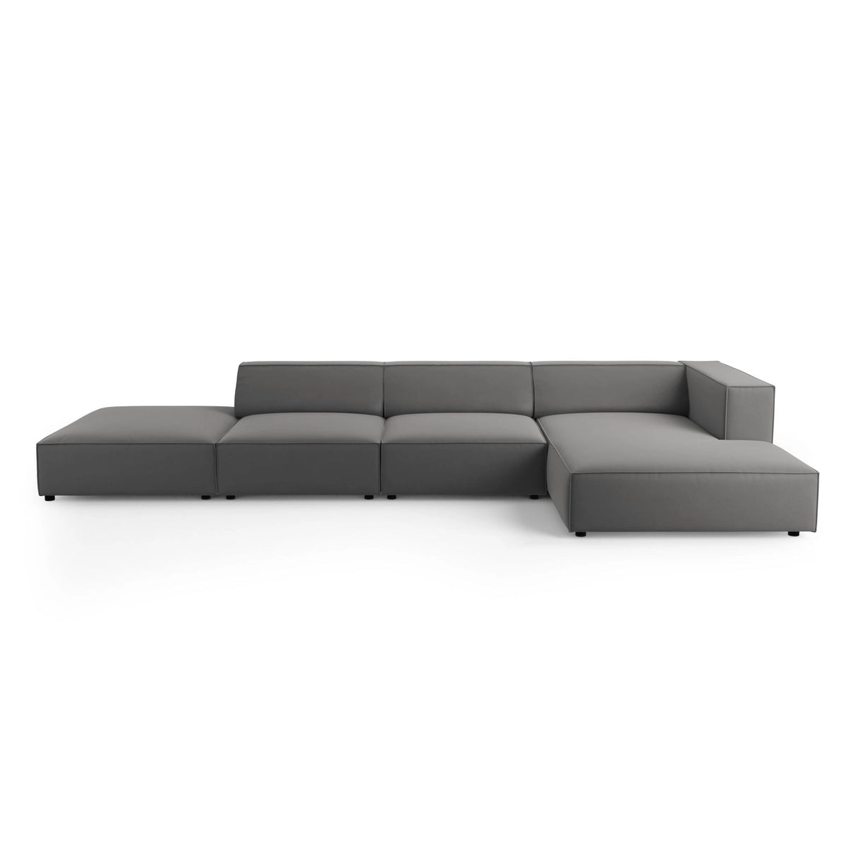 Arendal 5-Sitzer Ecksofa, Rechte Seite, aus Samt in Warmes Grau (Casino Anthracite), 341x166x70 cm von Cosmopolitan Design – Bild 1