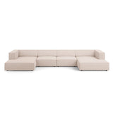 Arendal 6-Sitzer Panorama Sofa aus Chenille in Beige (Haga 30), Beine in Schwarzes Plastik, 364x166x70 cm von Cosmopolitan Design – Bild 1